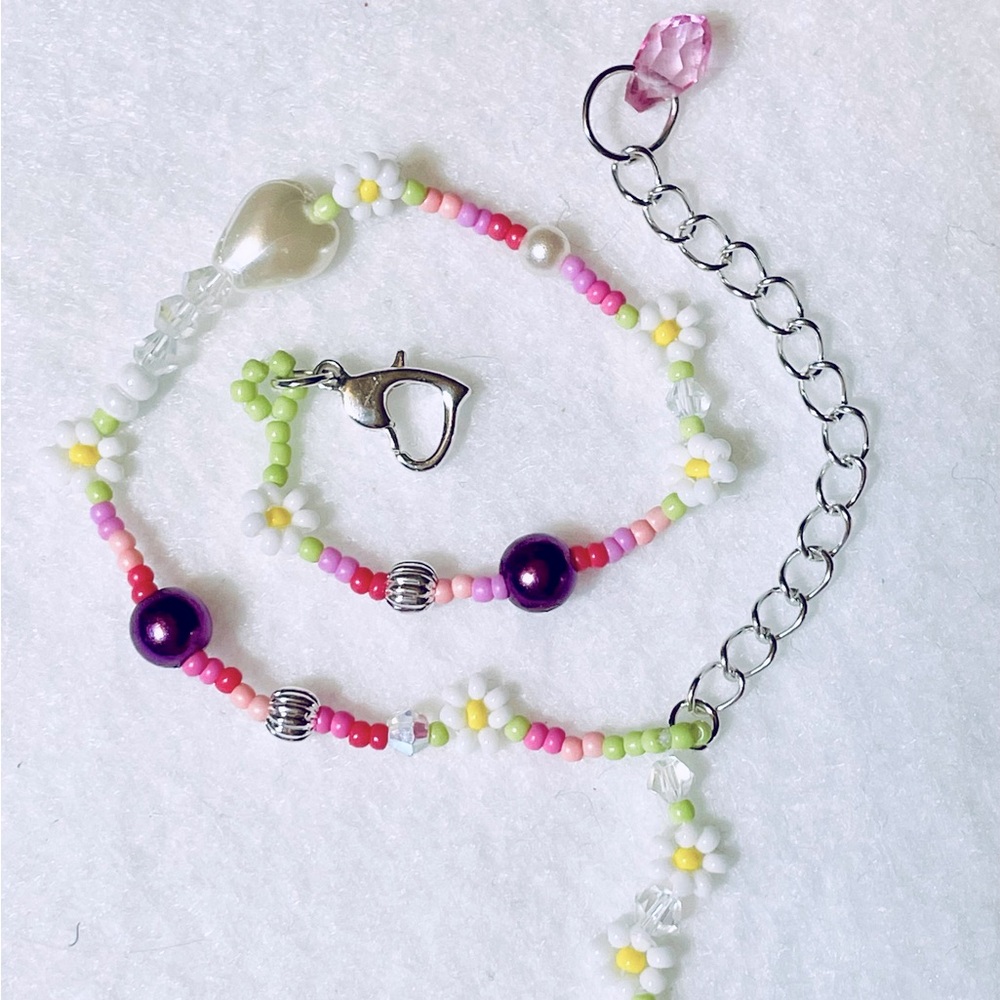 Bracelet Floral Crystal Pearl Drop Daisy Charm Bracelet Y2K Bohemian New
